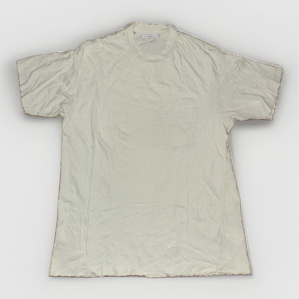 John Elliott Distressed White T-Shirt Size 1 Small 20x26
